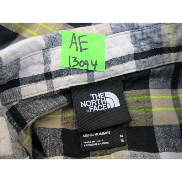 North Face Shirt Mens Medium Brown White Plaid Outdoor Short Sleeve Button Up - Picture 10 of 12